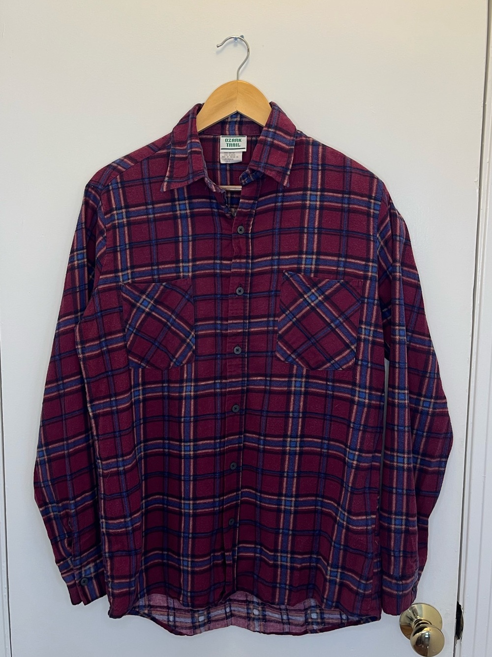 Vintage Ozark Trail Red and Blue Plaid Button-Down Shirt